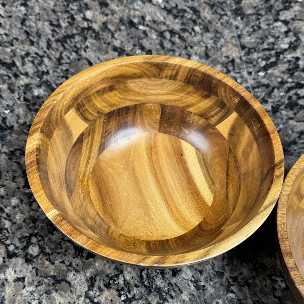 Rustic Farmhouse Wooden Bowl Set - Rich Brown - Picture 4 of 12